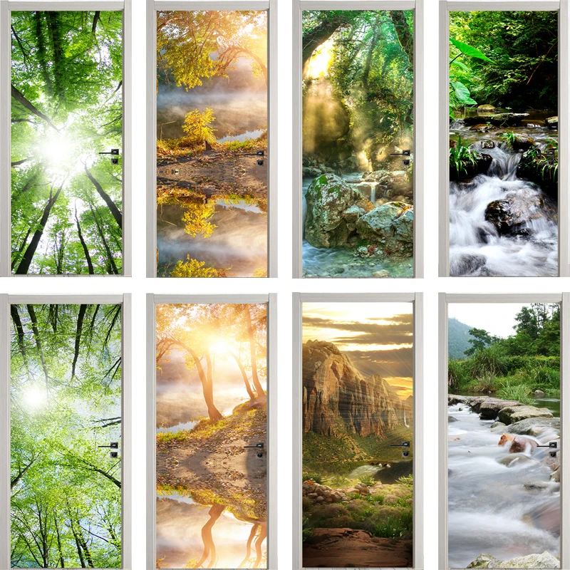 

Sunlight Theme Door Sticker Mural Wallpaper Bathroom Door Sticker Diy Family Room Decoration Refrigerator Poster Wall Painting