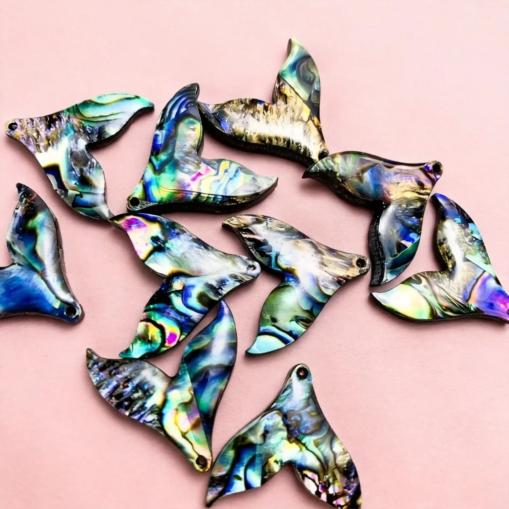 Fishtail Shaped Synthetic Abalone Shell, Random Styles, Bohemian Style, Multiple Colors Available, Ideal for Handicrafts