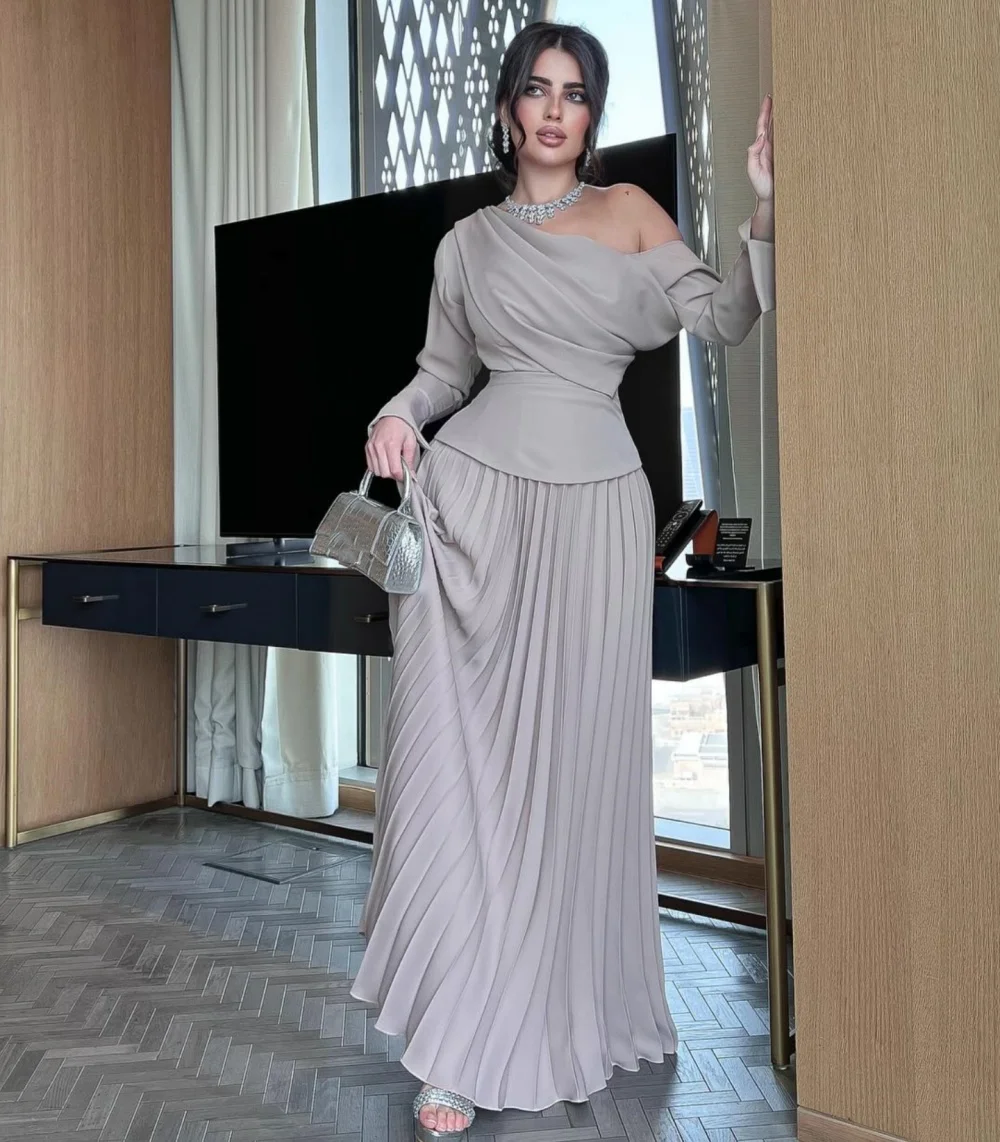 

Джерси по индивидуальному заказу, плиссированные, темпераментные, трапециевидные, с открытыми плечами, длинные платья на заказ, женские элегантные вечерние, свадебные, официальные