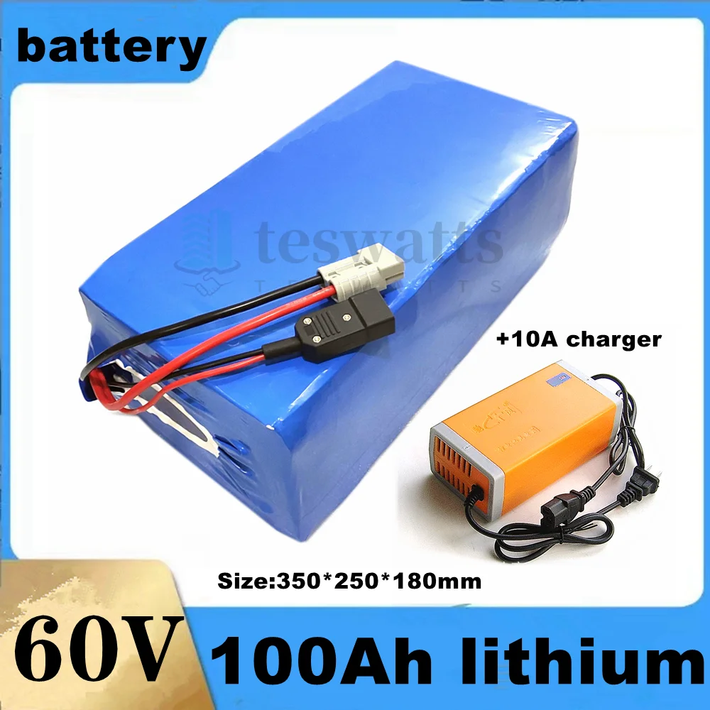 lithium 60V 100AH li ion battery With BMS for 3500W 6000W scooter AGV demo Go Cart Skateboard bike +10A charger