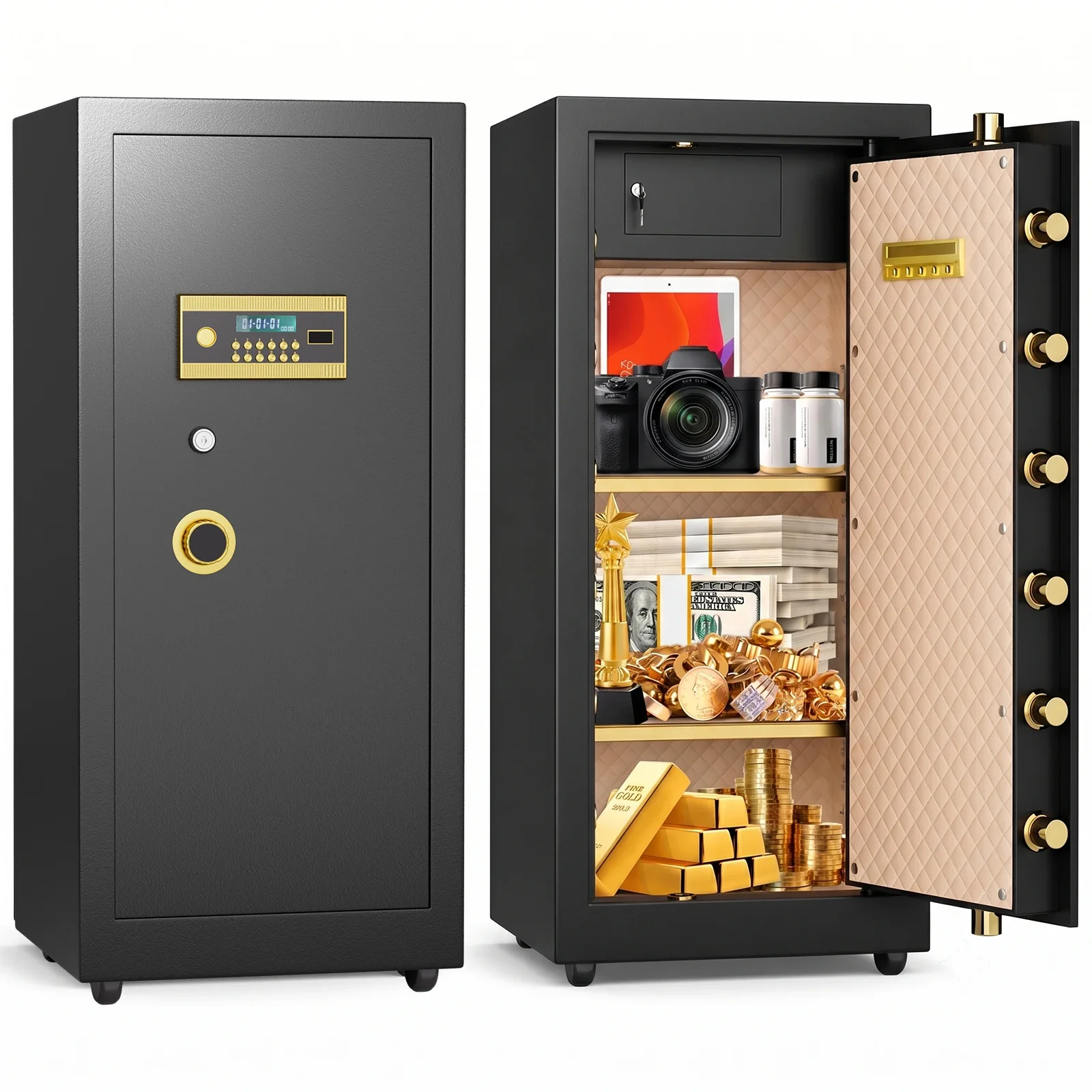 Extra Large Safe Box, 10.0 Cubic Feet Heavy Duty Big Safe with Security Double Key Lock & Seperate Lock Box for Document