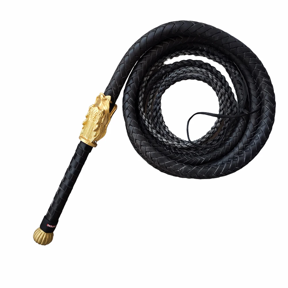 Martial Art Kung Fu Whip Wushu Whip Genuine Leather Cowhide Fitness Whips Shepherd Sounded Whip Copper Handle Kun Master