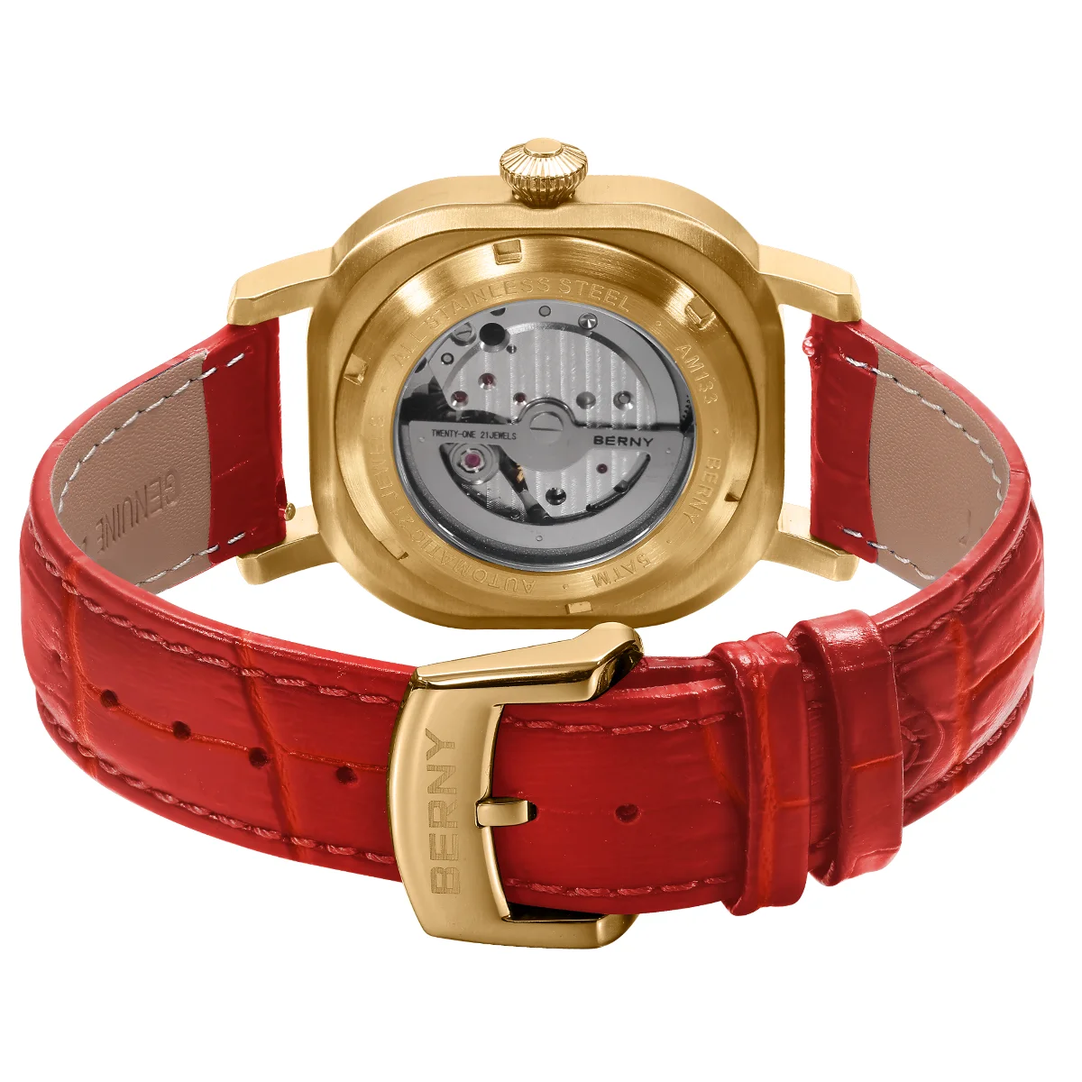 BERNY orologio da polso meccanico da donna zaffiro in vera pelle MIYOTA 8217 orologio da donna automatico di lusso luminoso 5ATM impermeabile