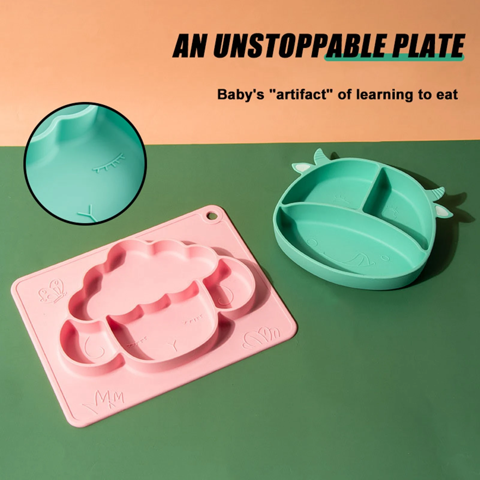 Toddler Divided Plate Anti-Drop No Break Or Deformation When Pulled For Baby Toddler And Child Feeding