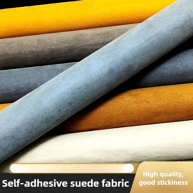 

High-grade Self-adhesive Suede Fabric By The Meter for Furniture Decoration Upholstery Sewing Plain Thin Breathable Cloth Black