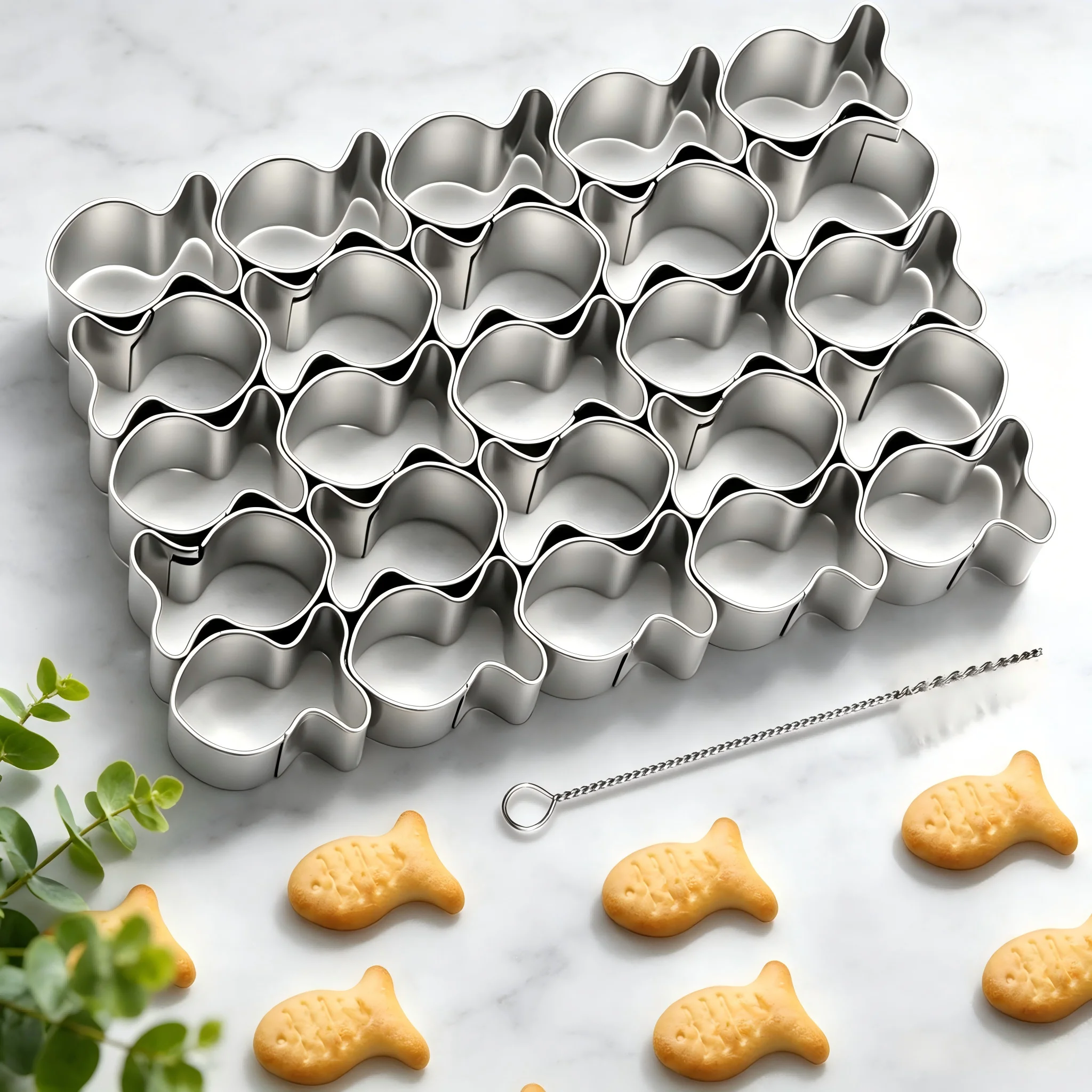 25PCS Goldfish Cookie Cutter Set Food-Grade Stainless Steel Durable Goldfish & Bone Molds for Pastry Baking Home DIY Party