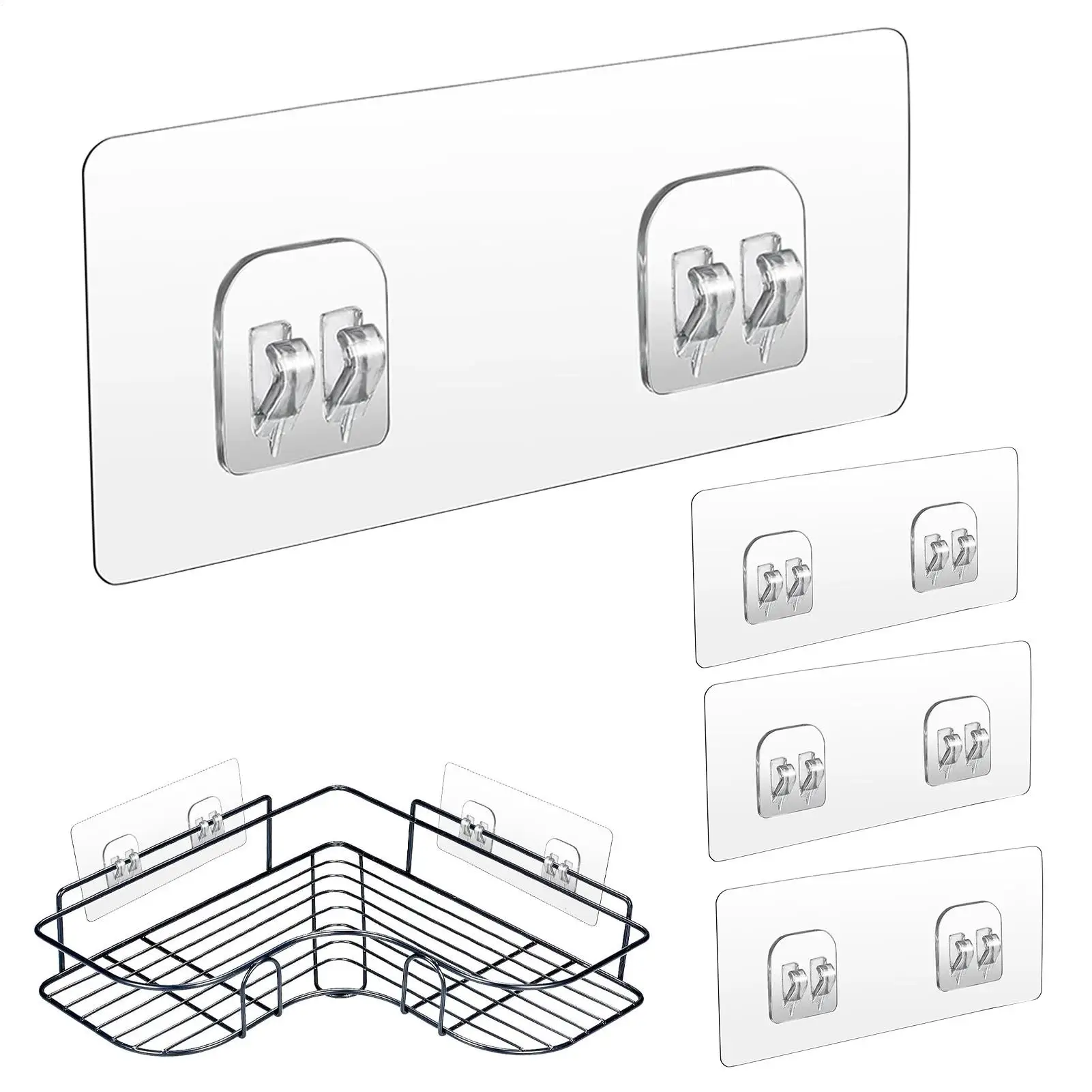 4 Stück PVC-Duschregal-Klebepads als Ersatz für Organizer, Duschregal, Wandhaken, stark klebend, für Wohnung und Zuhause