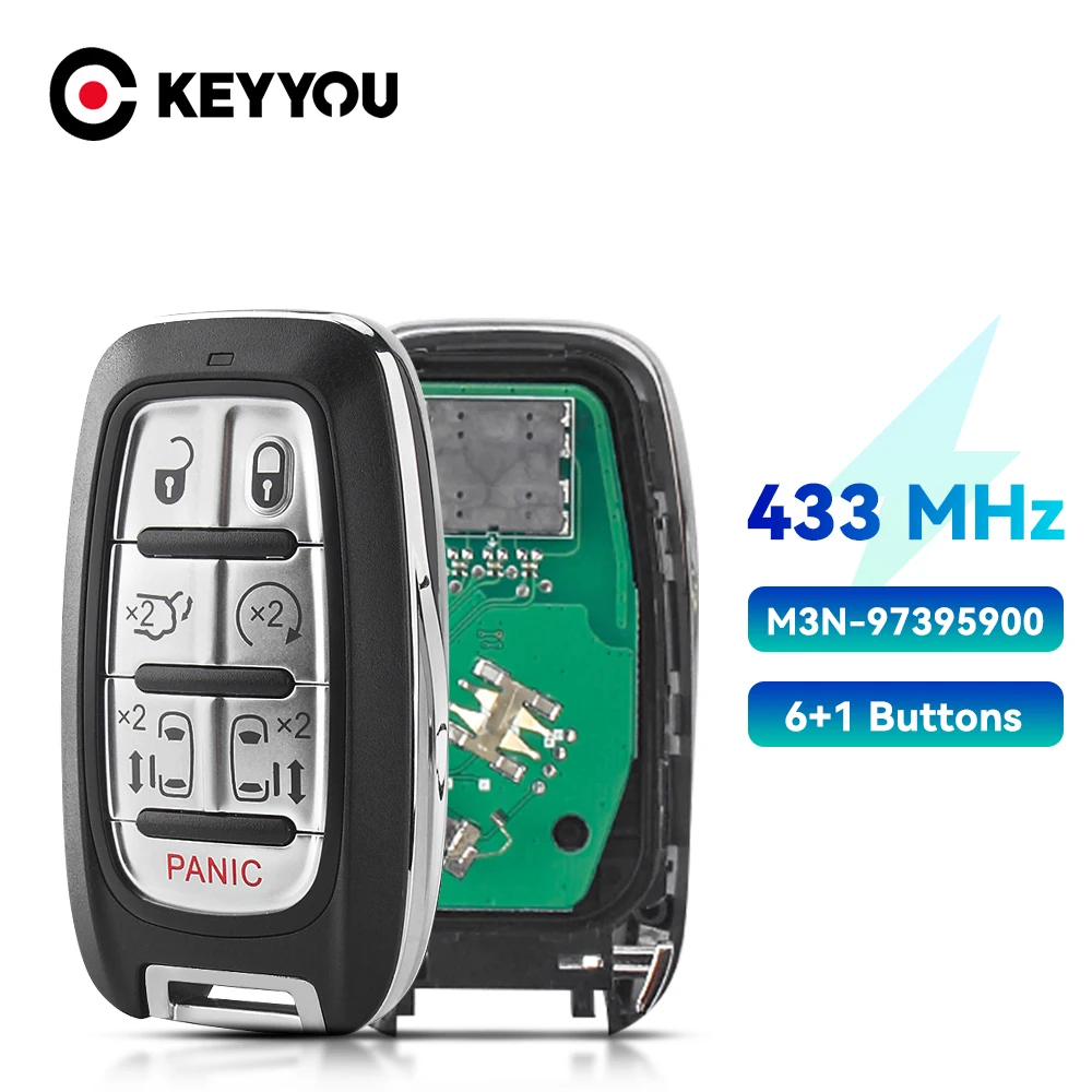 KEYYOU 433MHz M3N-97395900 68217832AC 4A puce 6 + 1 bouton clé de voiture à distance pour Chyrsler Pacifica 2017 2018 2019 2020