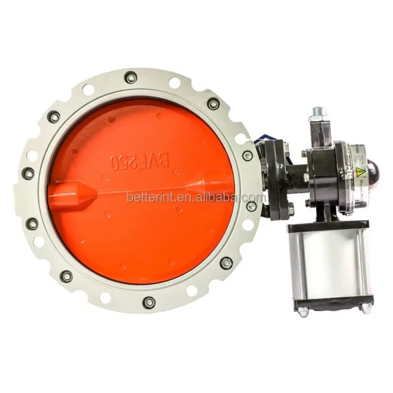 DN250 Single Flange Pneumatic Powder Butterfly Valve 10inch For Cement Silo