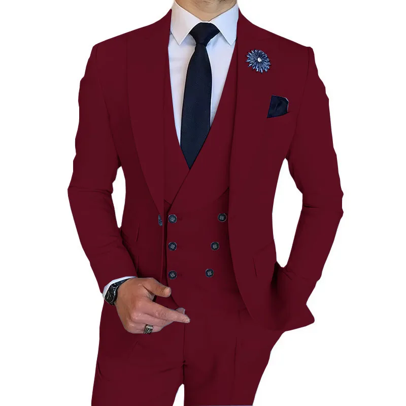 Klassische Herren Anzug Set Hochzeits feier Groom sman maßge schneiderte Slim Fit Blazer Weste Hosen 3 Stück formelle Bankett hochwertige Outfits