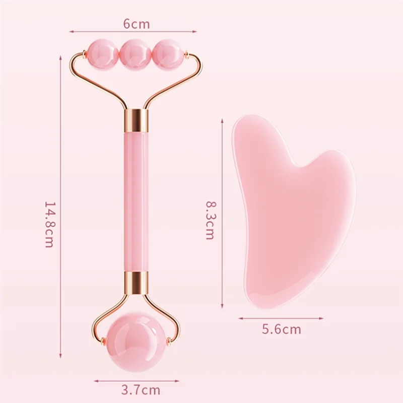 【ELATED】Face Lift Resin Guasha Board Roller Double Head Facial Massage Eyes Tighten Face Spa Massager Beauty Skincare