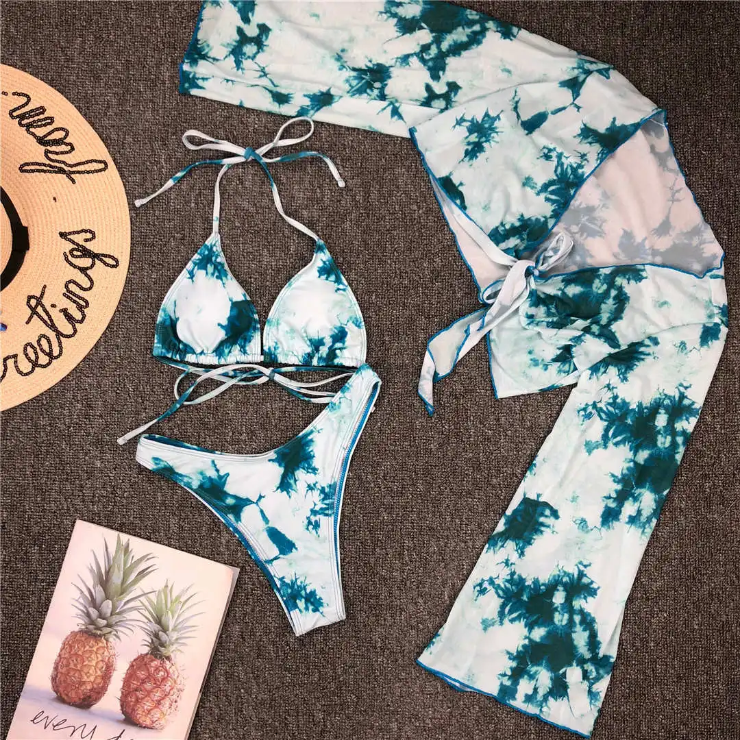 Neuer sexy Batik-Bikini, Damen-Badeanzug, dreiteiliges Bikini-Set, Neckholder-Badeanzug, Badebekleidung, Strandmode für Damen V1878P – Detail 39