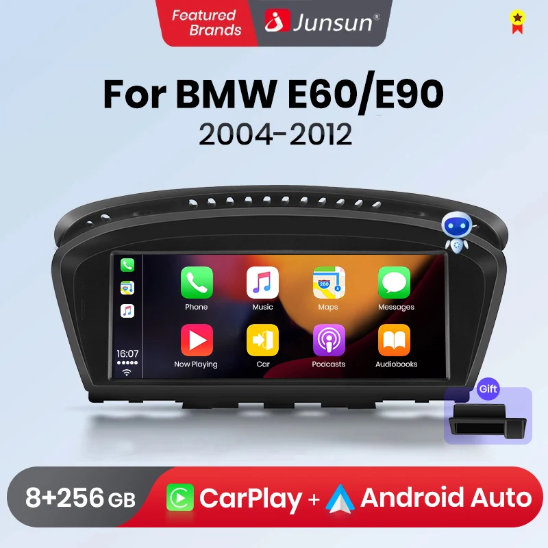 Junsun Wireless CarPlay Andorid 13 Auto Car Radio For BMW 5 Series E60 E61 E63 E64 E90 E91 E92 Multimedia GPS 4G Navi