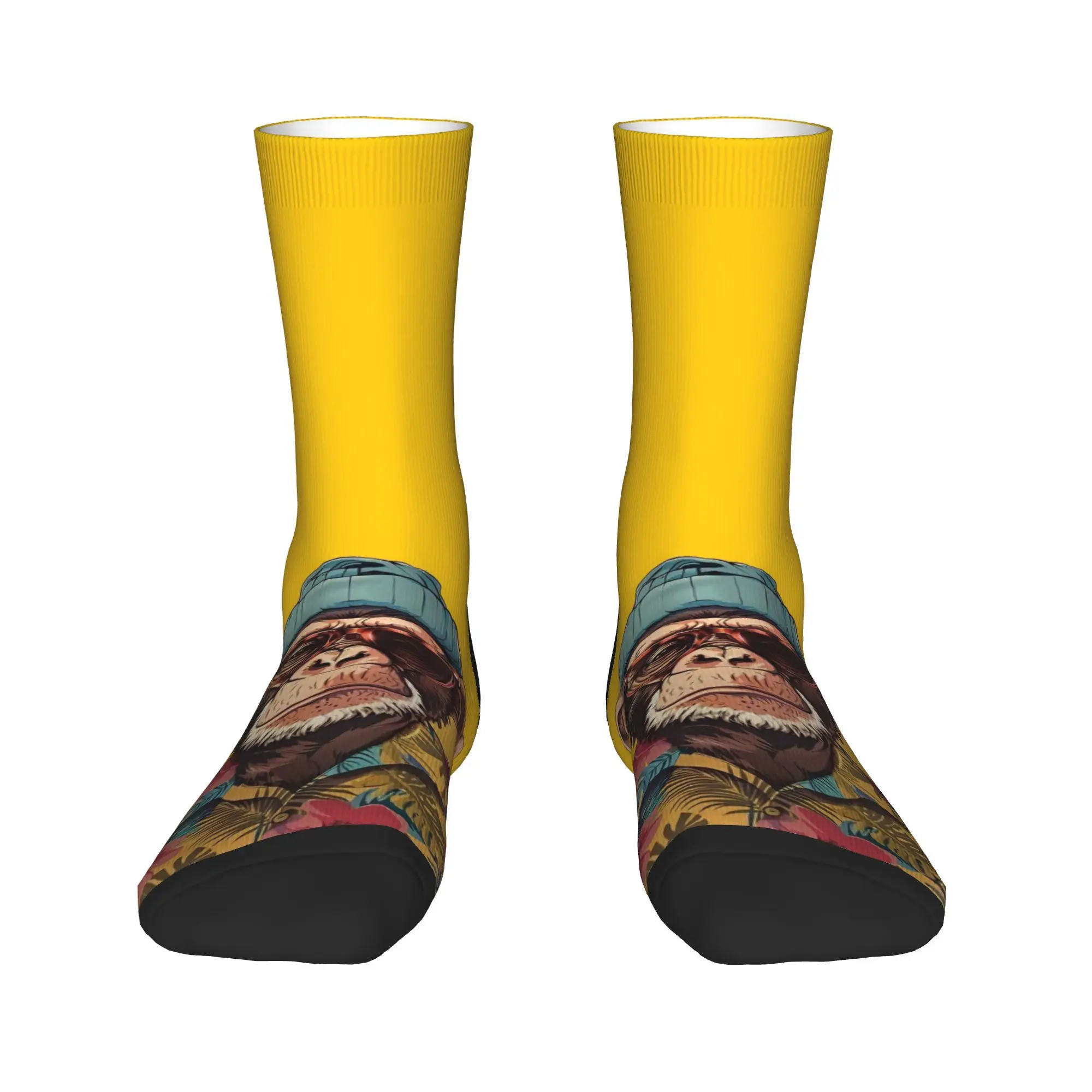 Arte gorila meias engraçadas meias masculinas qualidade ciclismo meias primavera gráfico antiderrapante meias