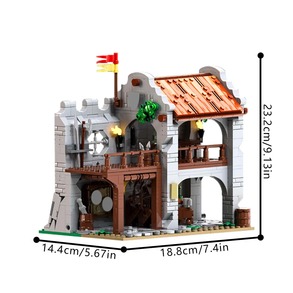 MOC-212374 Archer's Rest Castle Series No. 1 Building Blocks Model Medieval Archer's Rest Architecture Bricks Toys Kids Gifts