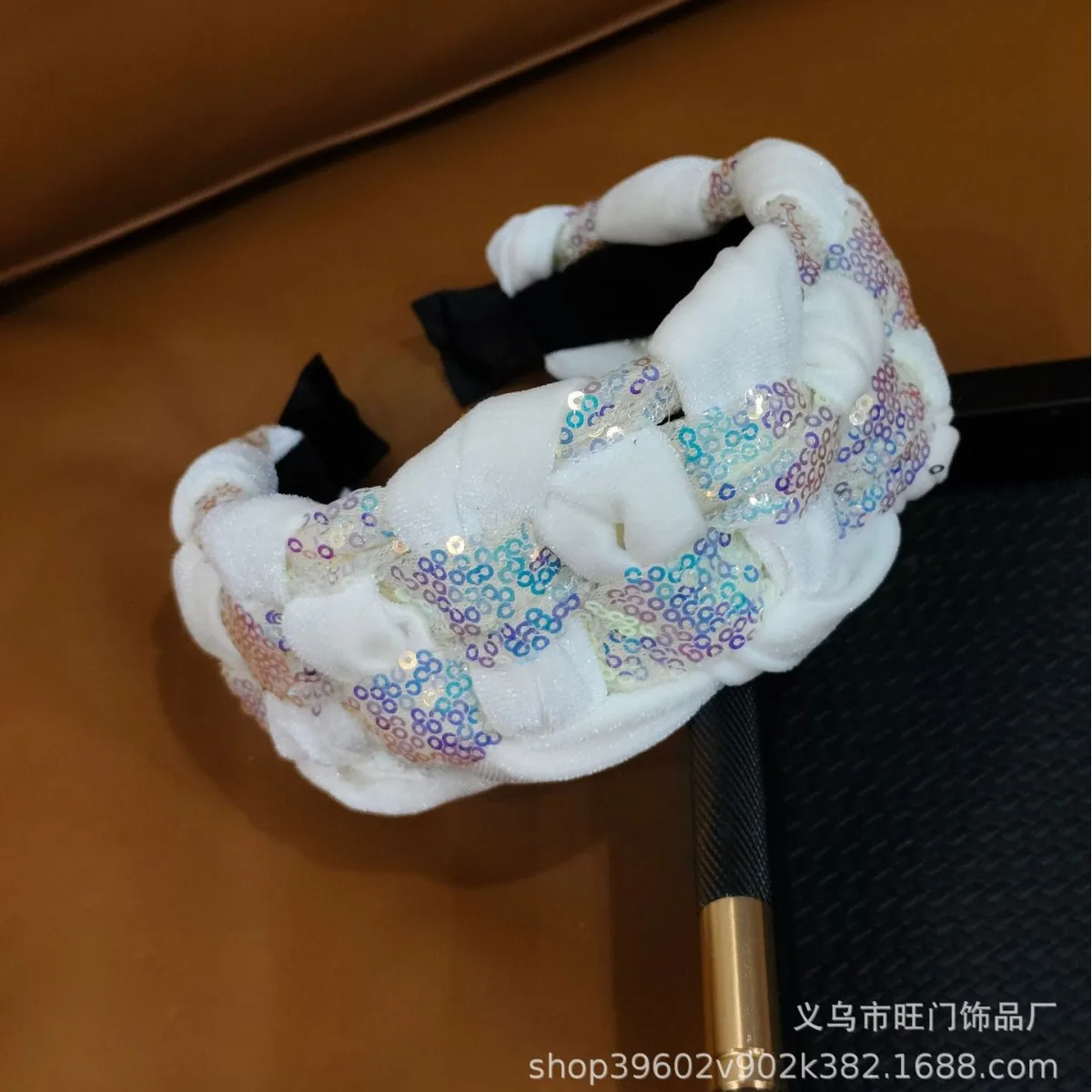 Accessoire pour cheveux, bandeau large tressé, couleur contrastée bicolore rétro, mode européenne et américaine