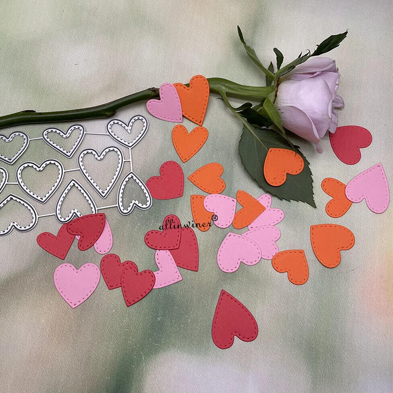 Nowa miłość przerywana serca metalu wykrojniki dla majsterkowiczów Scrapbooking papier do albumów karty ozdobne rękodzieło szablon do wytłaczania