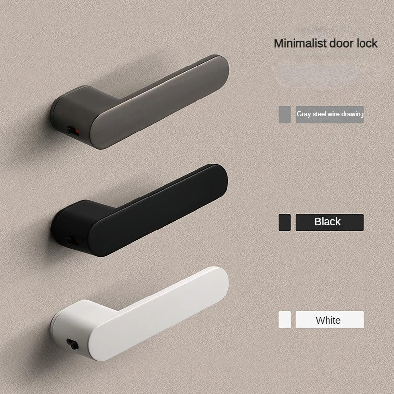 

Bedroom door handle silent gray black door lock Italian minimalist ecological wooden door lock magnetic lock indoor