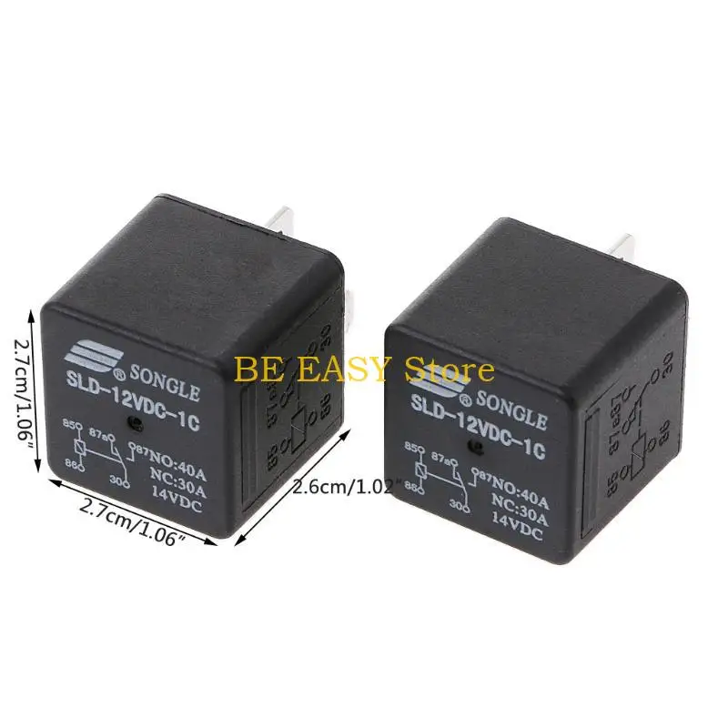 

E28F 2Pcs SLD-12VDC-1C 1.6W High Power NO 40A NC 30A 5pin Automotive