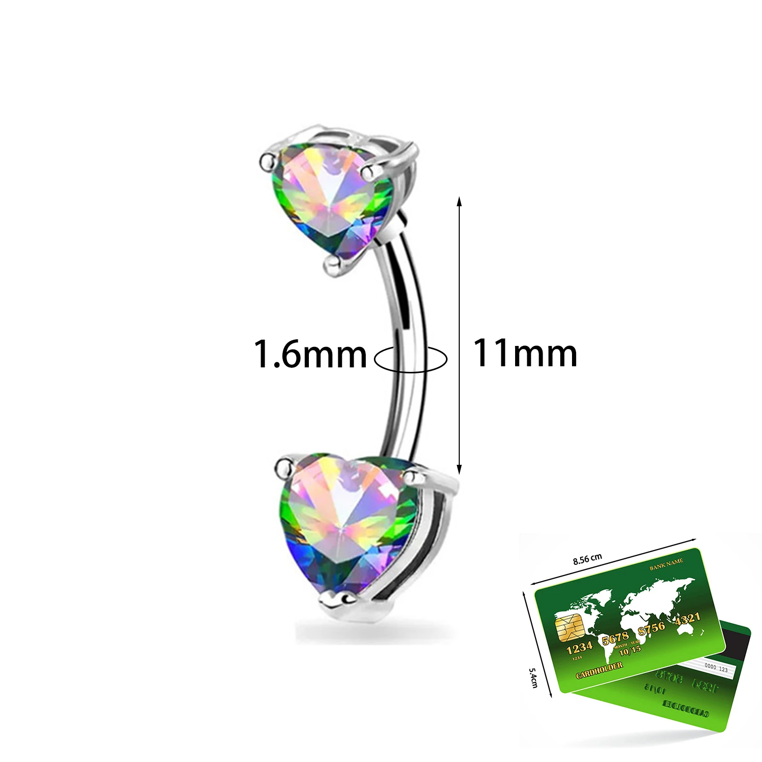 1 PC Heart Crystal Belly Button  Piercing Navel Bar Stud Retainer Piercing Dangle Piercing Jewelry