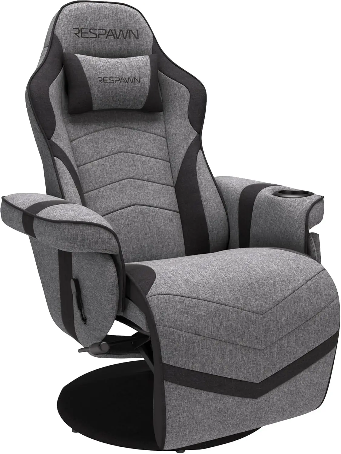 Ergonomic Gaming Chair with Headrest, No Wheels, Reclining, Heavy Duty, Racing Style Video Game Chairs - Gray Fabric