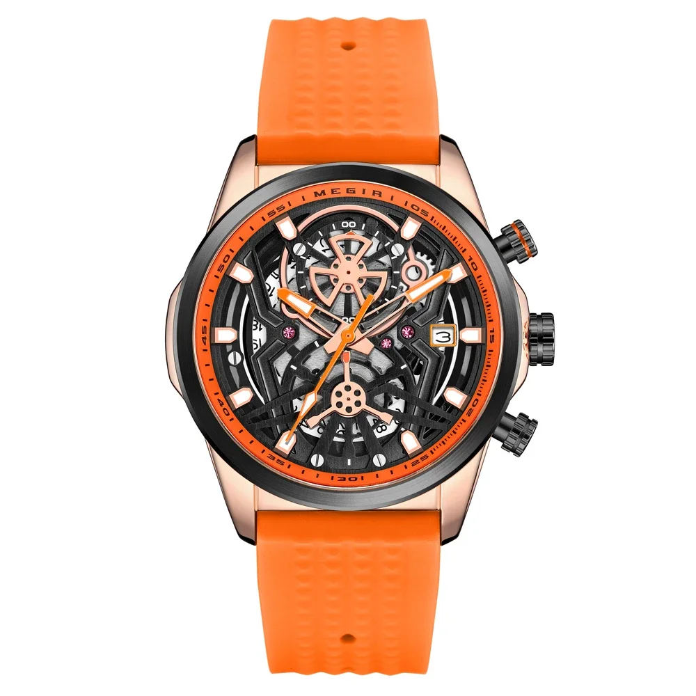 Sport Chronograph Watches for Men Top Luxury Brand MEGIR Quartz Waterproof Fashion Man WristWatch with Auto Date Luminous Hands