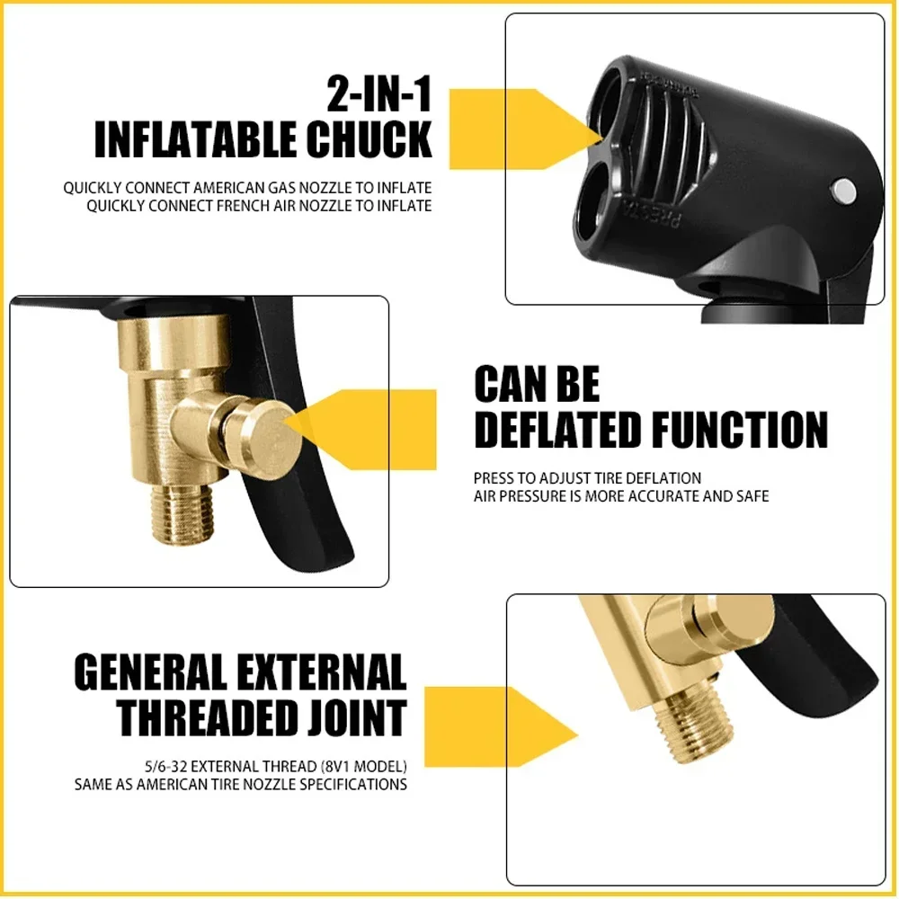 2-In-1 Bicycle Pump Nozzle Hose Adapter Inflatable Pump Motorbike Air Chuck Inflator Valve Connector Adapter Auto Accessories - Image 3