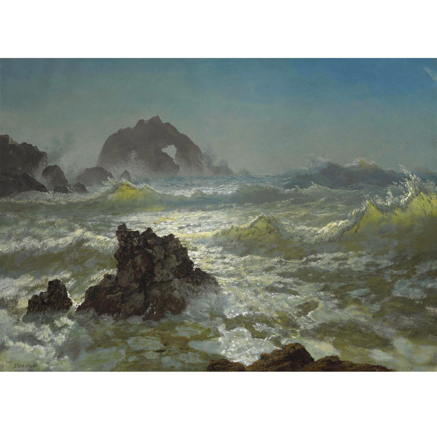 Albert Bierstadt artworks,Seal Rock, California,Art painting on canvas, Seascape oil painting,Famous painting replica,Wall deco