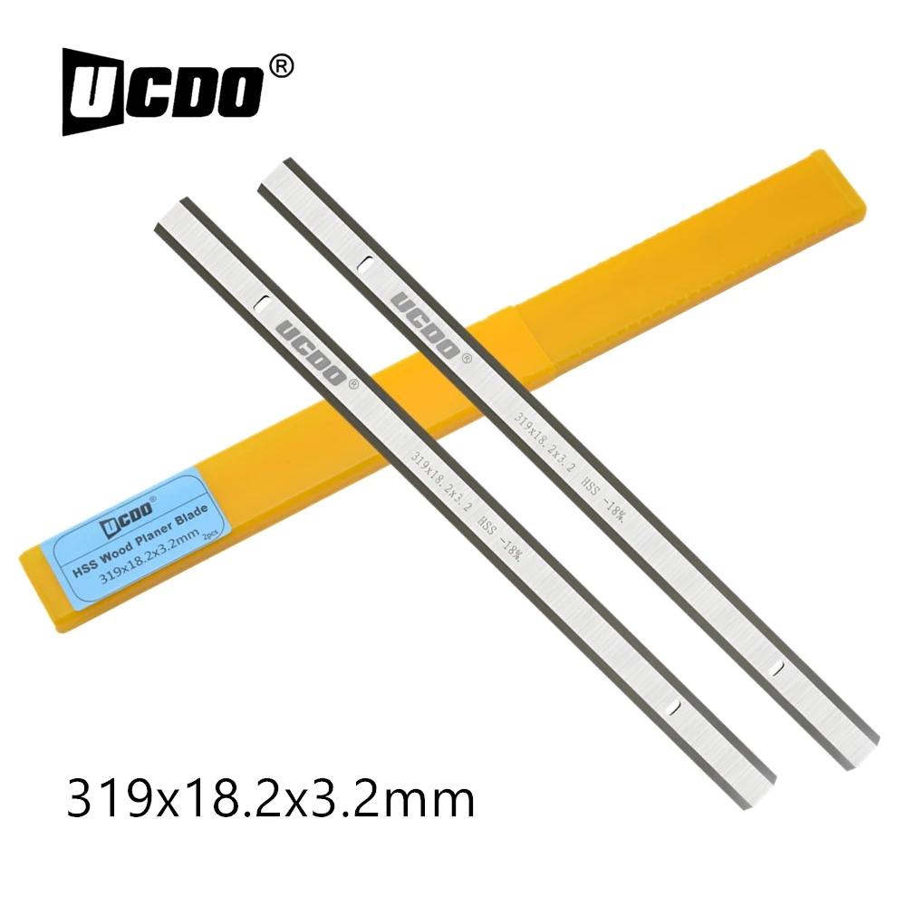 UCDO 2Pcs HSS Thickness Wood Planer Blade 319x18.2x3.2mm 2-Edged Knife for Ryobi ETP1531AK JET JWP-12 GMC MA1931 Corvette 21