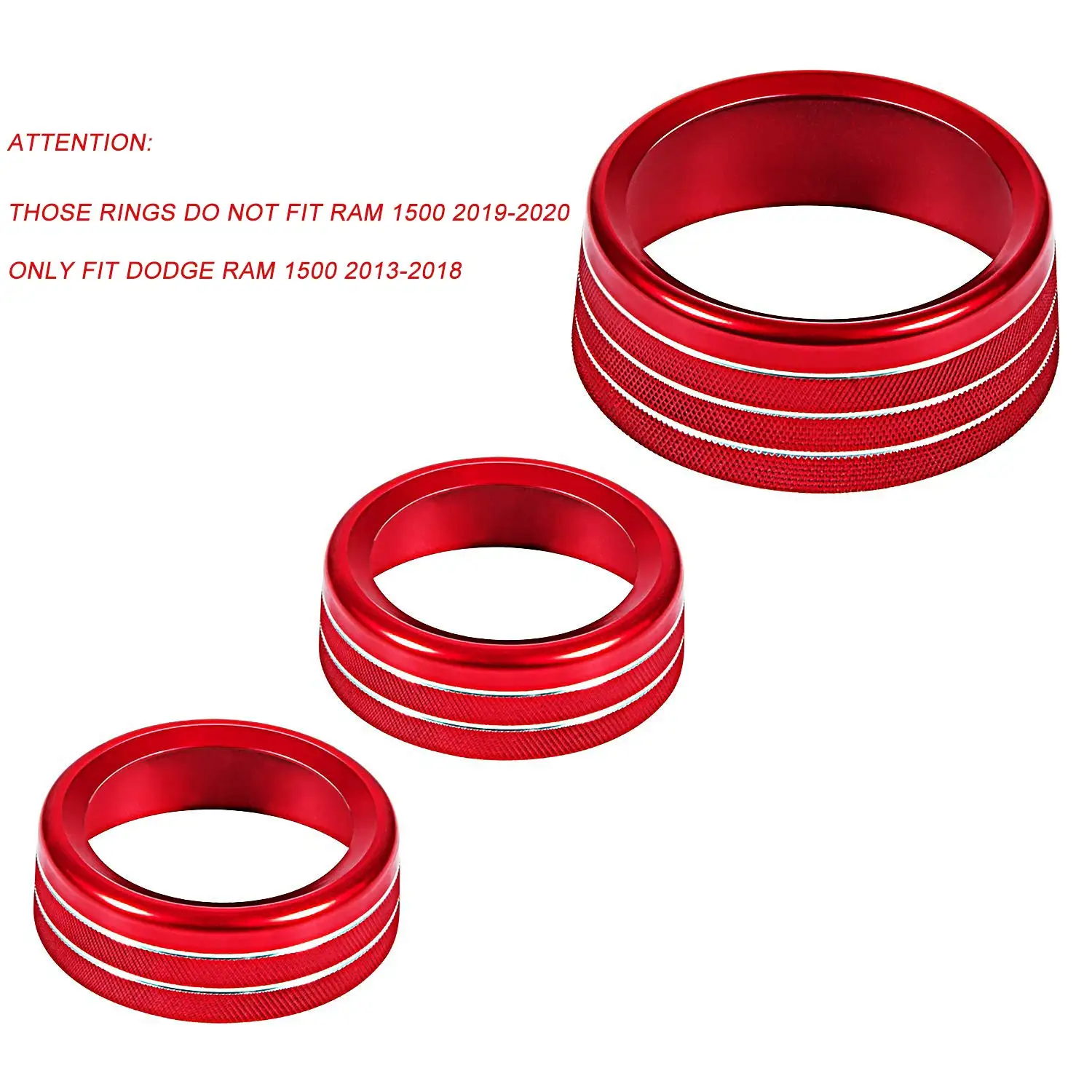 تكييف الهواء حجم راديو زر غطاء المقبض لملحقات شاحن تشالنجر 2015-2020 حلقات دائرة حمراء فضية أرجوانية