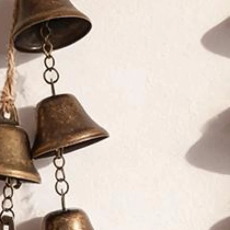 Vintage Brass Hanging Bells With Rustic Retro Design And Melodic Chime Perfect For Home Wall Decor Patio Garden Door Decoration