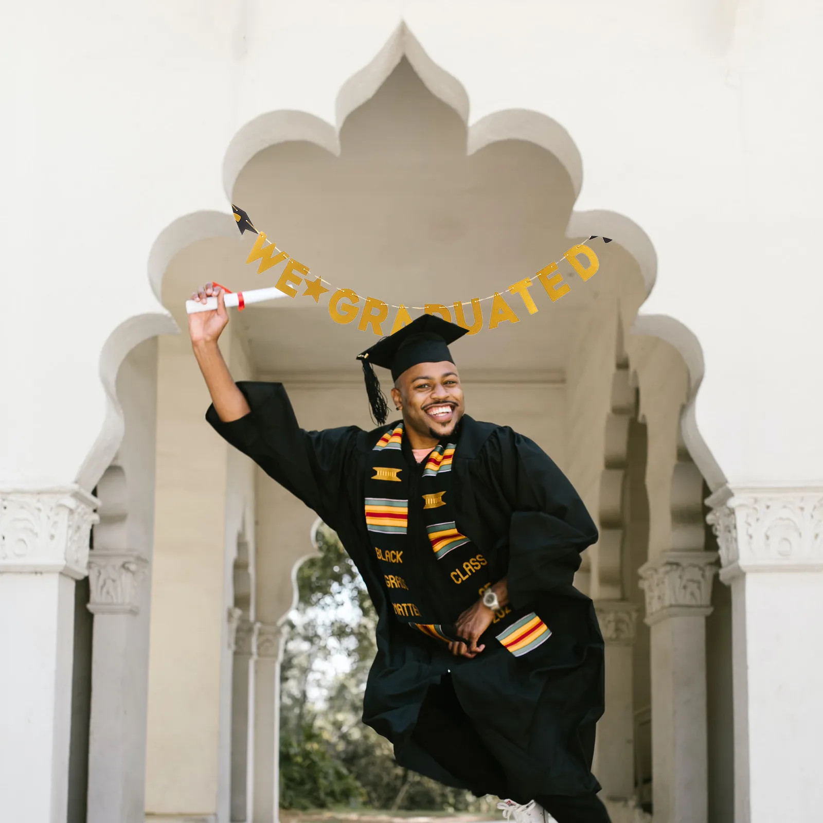 Colorful Graduation Party Banner Paper Material Hanging Background Banner Graduation Photo Prop Senior Year Celebration Supplies