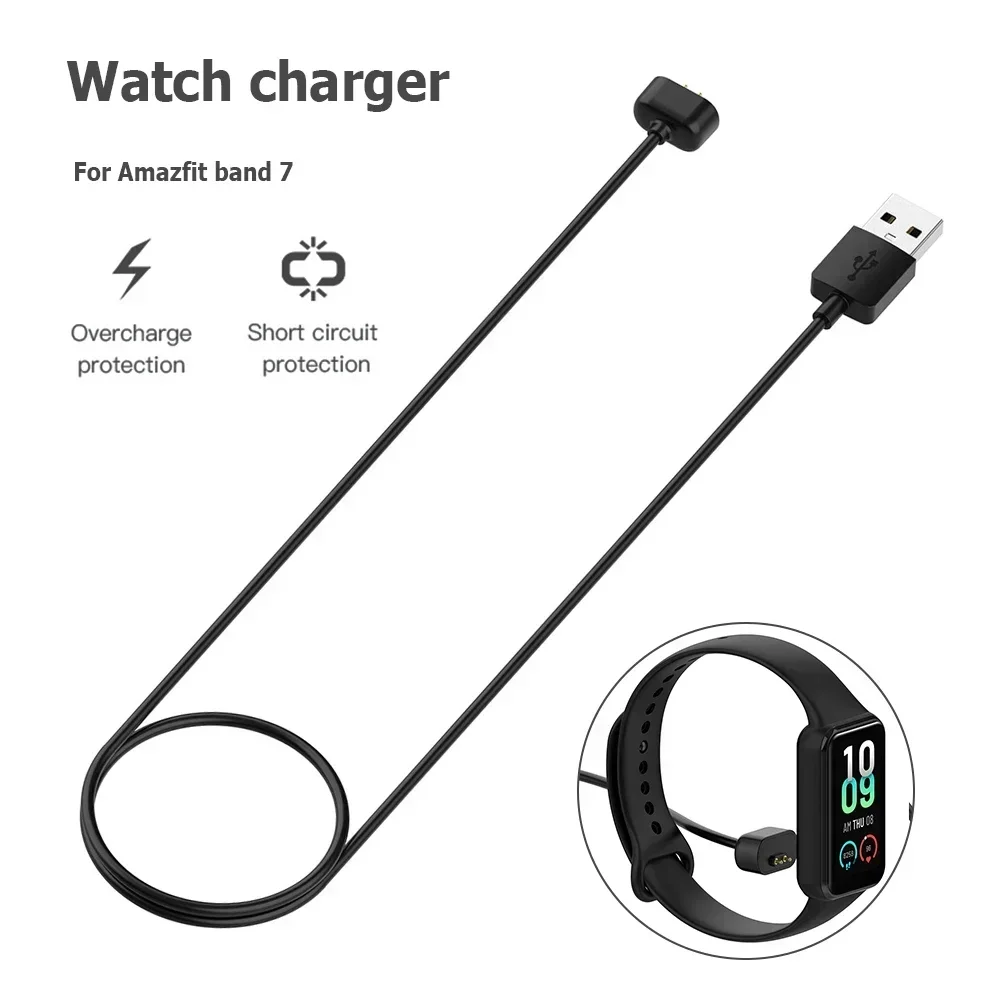 1M USB Charging Cable For Amazfit Band 7 Portable Charger Adapter Power Cord For Huami Amazfit Band 7Smart Watch Accessories