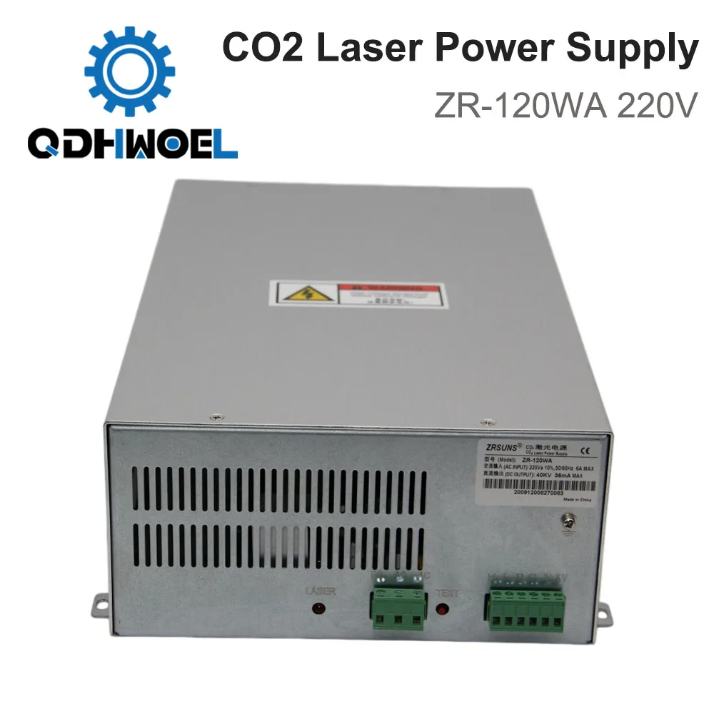 ZR-120WA 120W CO2 Laser Power Supply 220V 40KV High Voltage PSU for CO2 Glass Laser Tube Engraving Cutting Machine