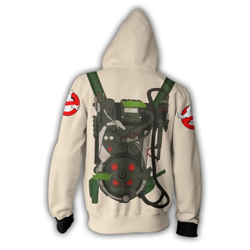 Moda ghost busters zip up hoodies moletom manga longa trajes cosplay 3d impresso das mulheres dos homens moletom com capuz jaqueta
