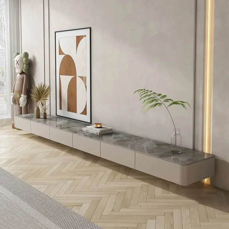 Soporte de Tv Simple para sala de estar, Panel de roca suspendido montado en la pared de lujo, pintura, mesas baratas, sofá, Salones, Muebles de almacenamiento