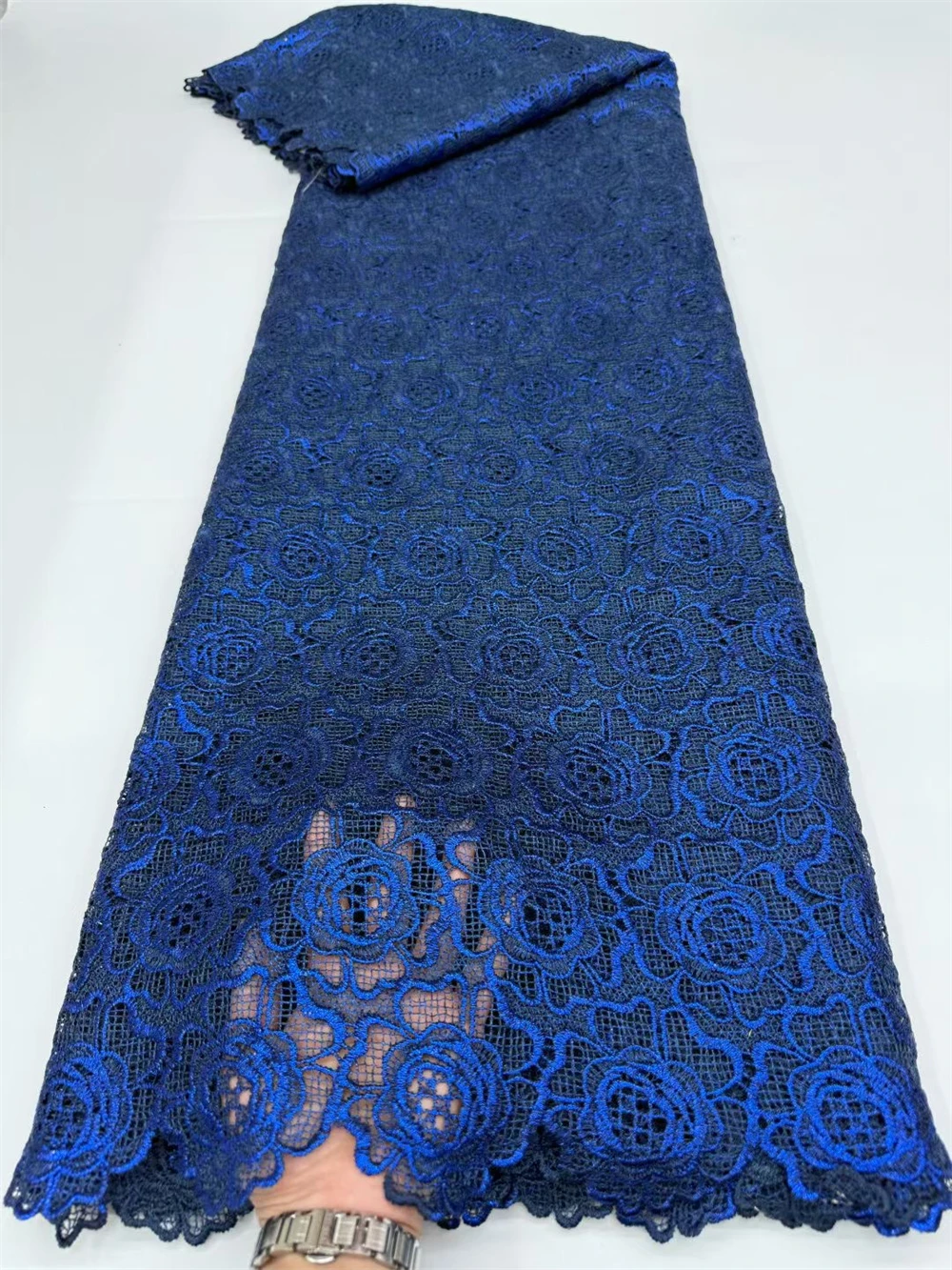 

African Nigerian Guipure Cord Lace Fabric High Quality Water Soluble Lace Stones Luxury For Wedding Party Dresses,5Yards Sewing