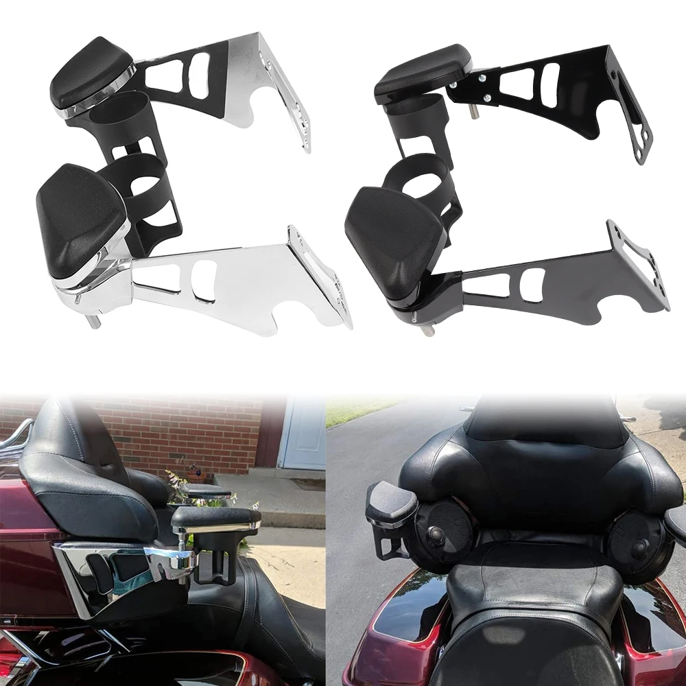 

Motorcycle Rear Passenger Armrests W/ Cup Drink Holder Bracket For Harley Touring Electra Street Glide Road King 1997-2013