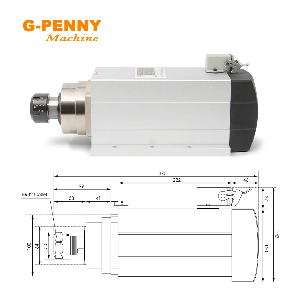 Imagem -02 - Refrigerou o Eixo Er32 300hz 220v380v com Precisão Cerâmica dos Rolamentos de Esferas 0.01 mm dos Peças da Flange da Montagem o ar de 6.0kw