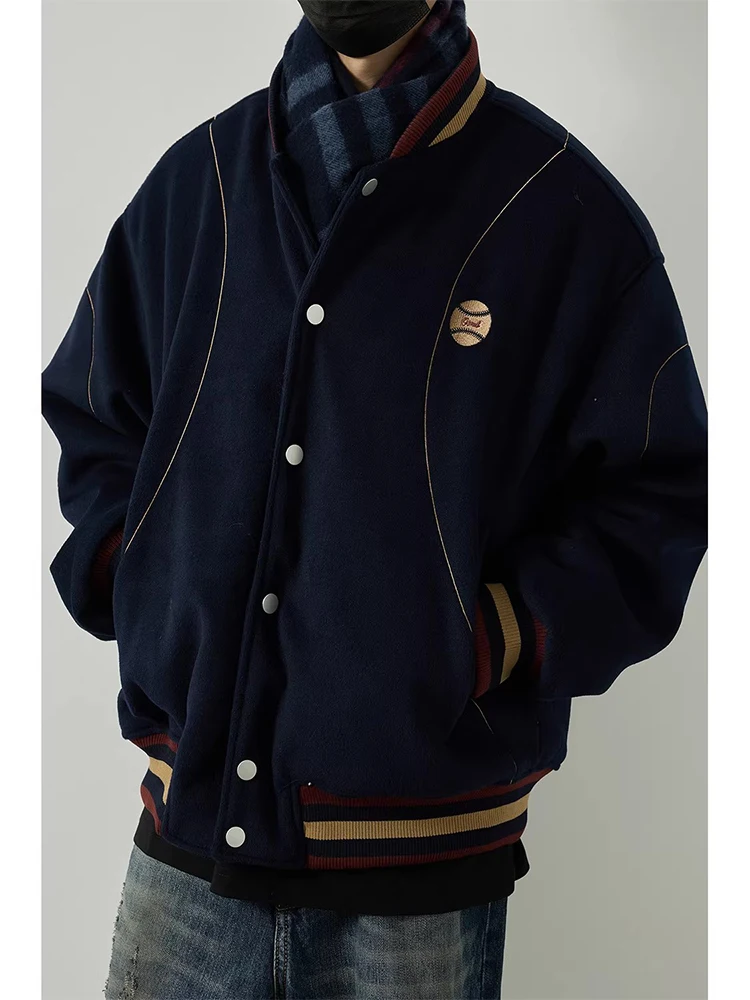 

Мужская зимняя теплая куртка-бомбер Thiened в стиле ретро, свободного кроя, с цветными вставками, повседневная, удлиненная