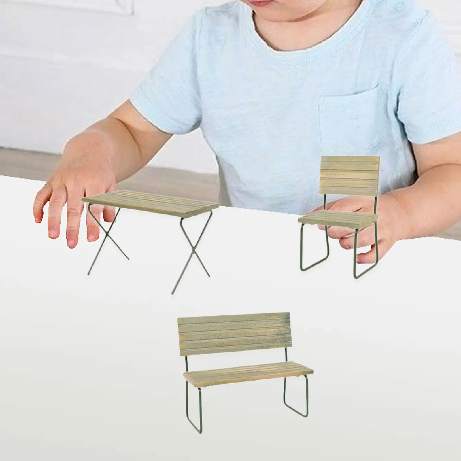 

1:12 Dollhouse Table Chairs Scenes Outdoor Toy Set Outdoor Miniature Play Set for Holiday Gifts Ornament Scene Decor Children