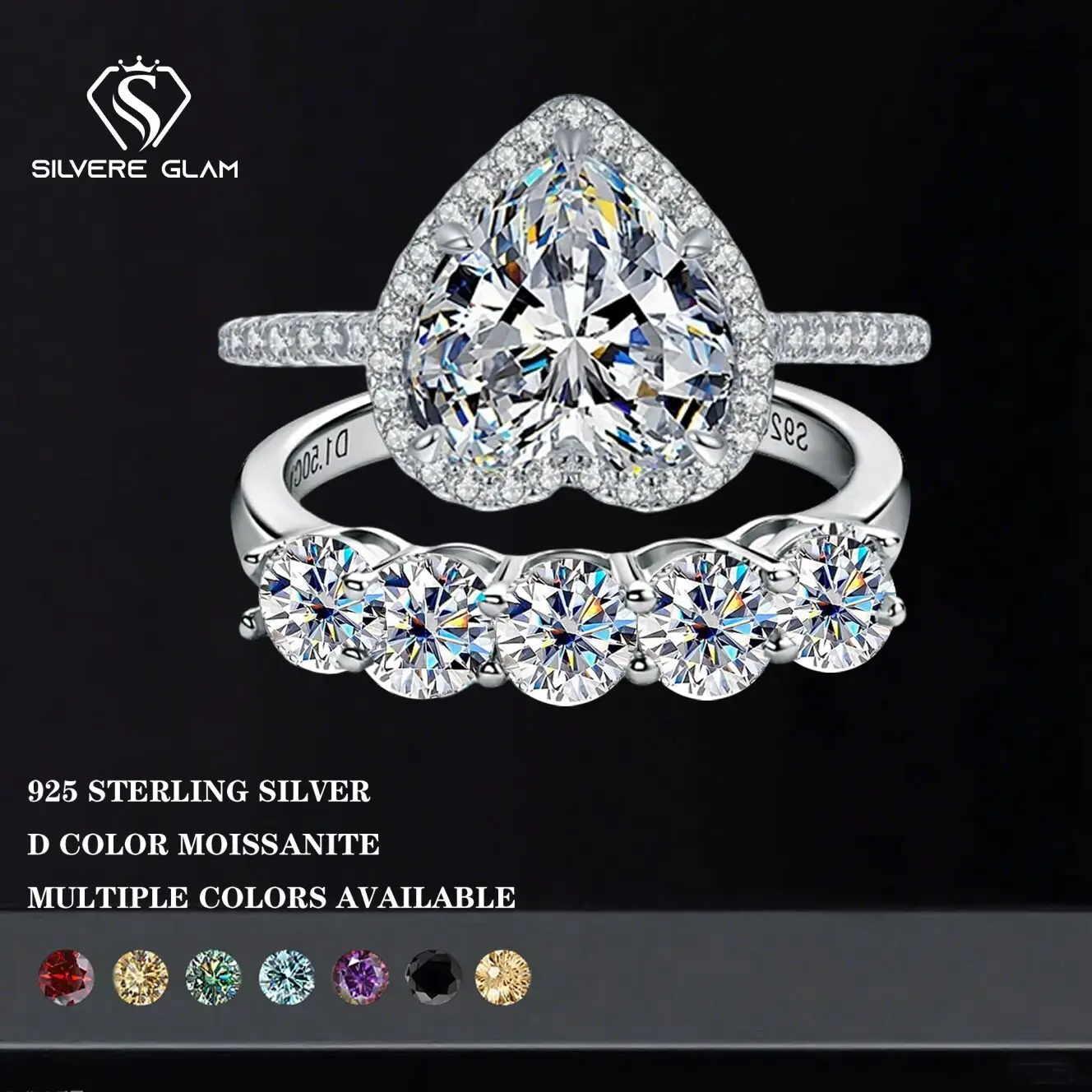 

TY 2.5CT Moissanite Ring 925 Sterling Silver with GRA Certificate Couple Ring for Men and Women Luxury Jewelry for Weddings