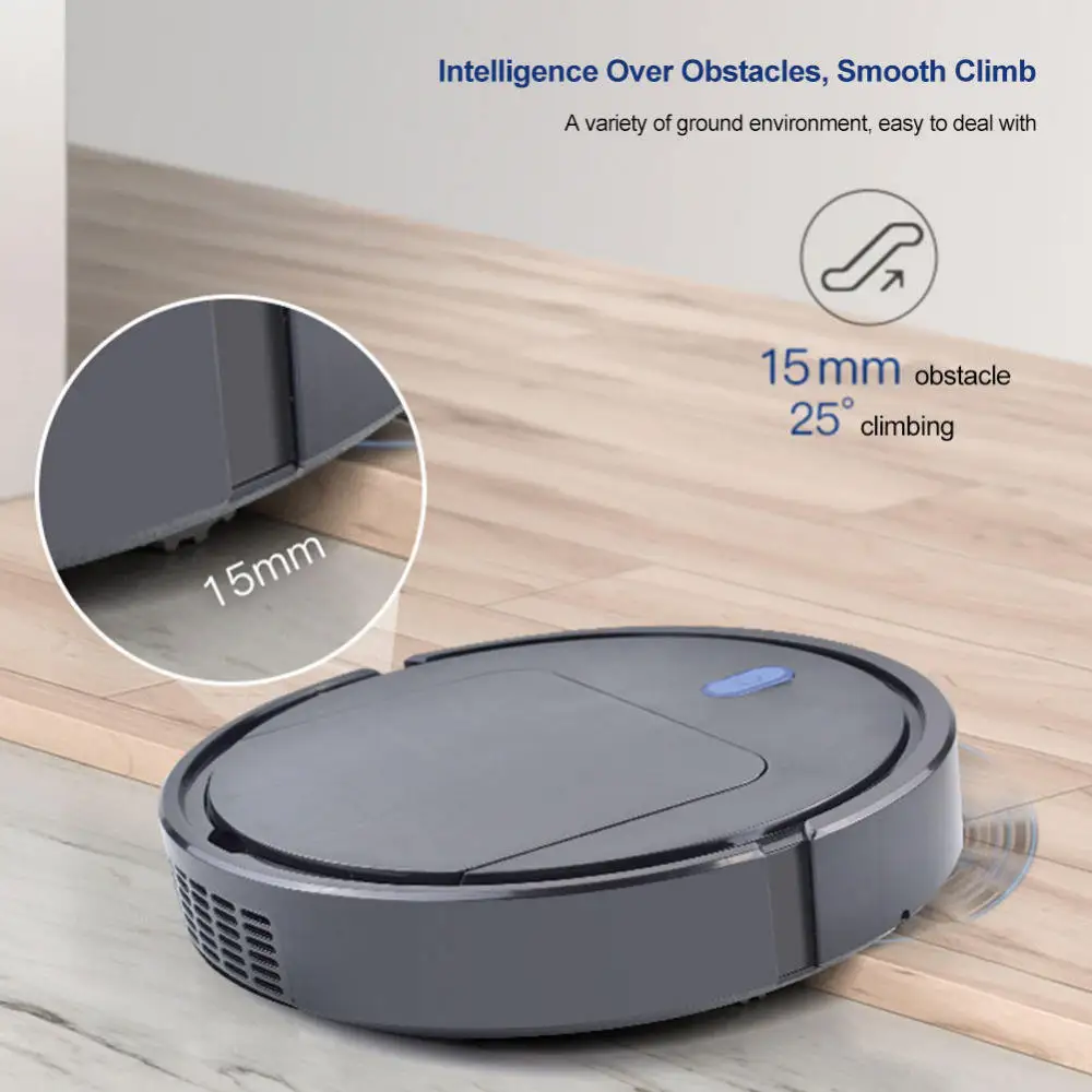 Smart Automatic 1800pa Robot Vacuum Cleaner for Home Low Noise Floor Mopping with Wet & Dry Function USB Power Source for Hotels