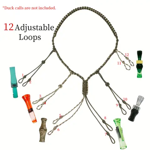 Duck Call Lanyard With 12 Adjustable Loops Paracord Goose Calls Outdoor Predator Gear Pheasant Waterfowl Hand Braided Necklace
