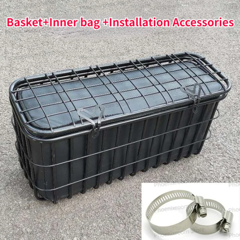 65cm Electric Tricycle Rear Storage Basket Bicycle with Lid Rear Basket with Lining Bag Vegetable Basket