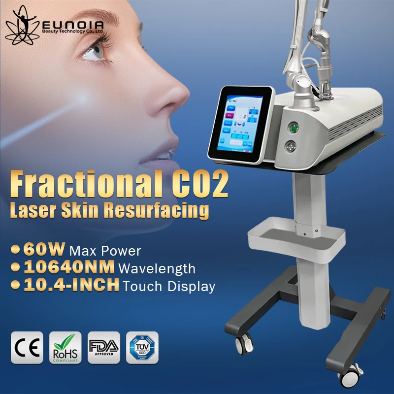 60W Fractional CO2 Laser Portable 10600nm Laser Skin Resurfacing Machine Scar Removal Skin Rejuvenation Beauty Salon Equipment