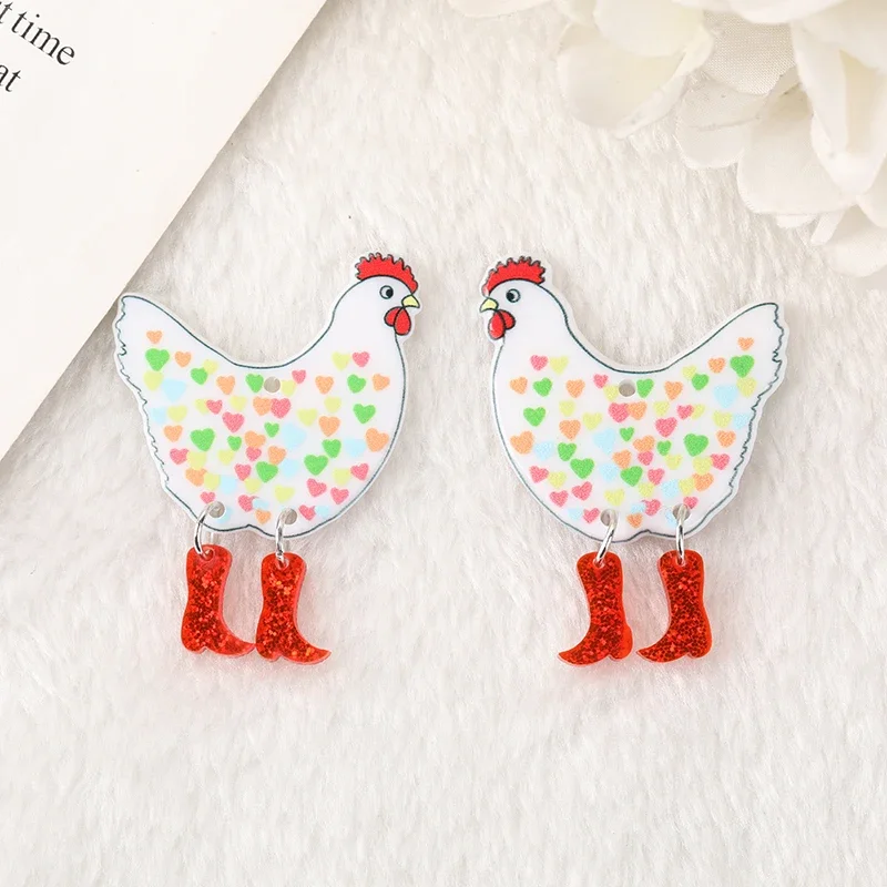 6Pcs St. Patrick's Day Animal Charms Funny Walking Chicken For Necklace Keychain Diy Making Accessories