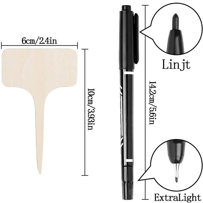 20 szt. Drewniany znak ogrodowy w kształcie litery T, twórcza roślina kwiatowa etykieta odręczny znak krajobrazowy do ogrodu