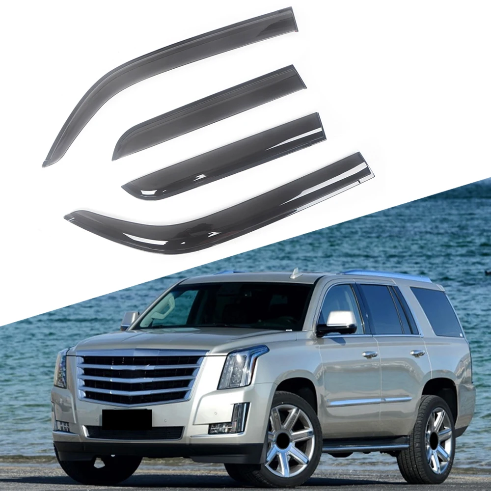 For Cadillac Escalade 1999-2016 Side Window Wind Deflectors Visors Black Rain Guard Door Visor Vent Shades Dark Smoke Ventvisor