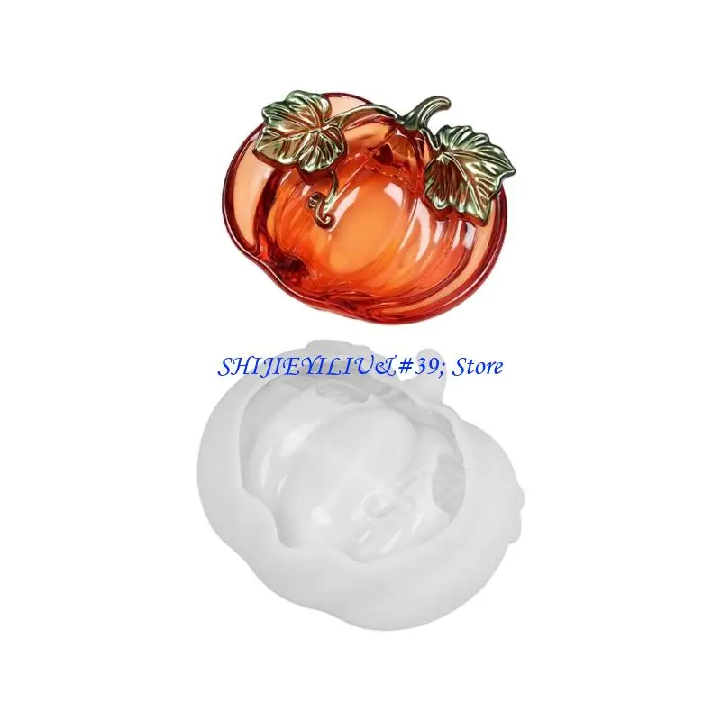 E21F Silicone Casting Mold for Pumpkin -Shaped Trays, Flexible Body for Releasing Resin, Plaster, or Cement Craft Pieces